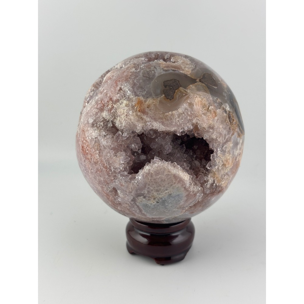 Pink Amethyst Sphere with Druzy Pocket Natural Crystal 3.58in